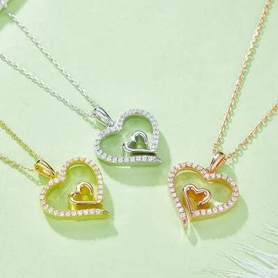 Moissanite 925 Sterling Silver Heart Pendant Necklace Moissanite - Tophatter Daily Deals